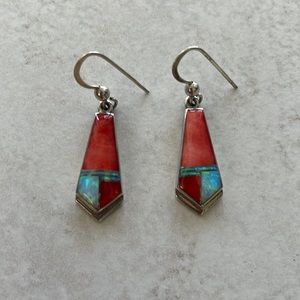 Multi stone drop sterling silver earrings